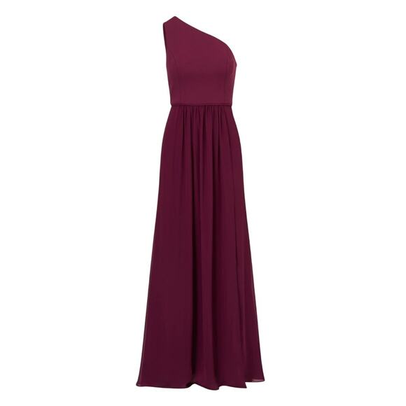 Adrianna Papell One-Shoulder Georgette Cassis Gown Size 8 - Picture 1 of 6